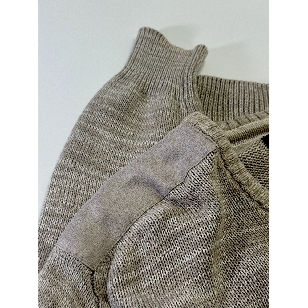 Buffalo David Bitton Men's Tan Faux Suede Shoulder Patch V-Neck Sweater Size XL - Picture 7 of 11
